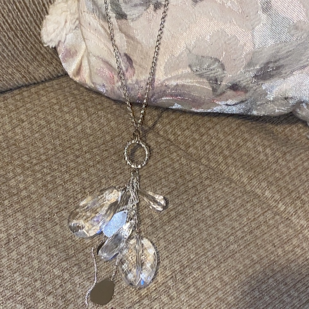 🤍🩶🤍NWT Silver & Clear Long Fashion Necklace - Picture 7 of 7